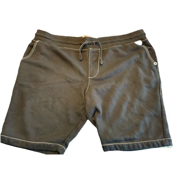 True Religion Sweat Shorts Men's Sz 3XL Drawstring Jogger Big T Black - Picture 1 of 9